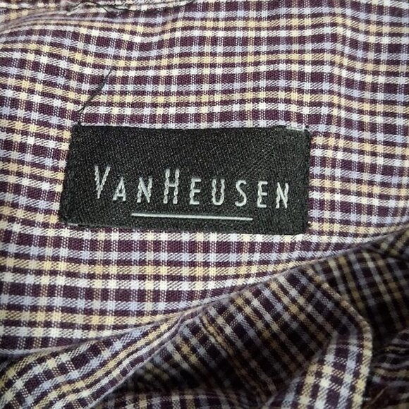 Van Heusen Mens Purple Plaid Long-Sleeve Button-Down Shirt Size XL Cotton Blend - Picture 2 of 8